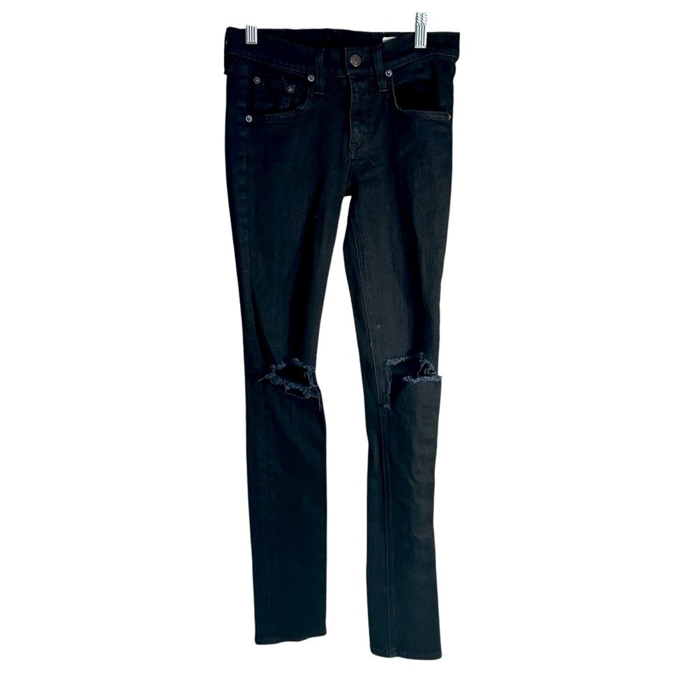 Rag & Bone Black Distressed Skinny Jeans Sz 25